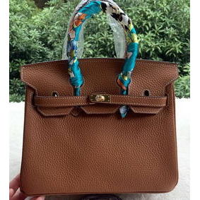 Hermes Birkin 25CM Tote Bag Litchi Leather H25T Brown Top Replica HMS12J02S8K