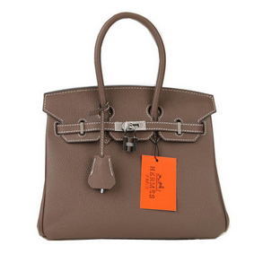 Imitation Hermes Birkin 25CM Tote Bags Dark Grey Original Leather Silver HMSGFH9DW6E