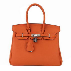Hermes Birkin 25CM Tote Bags Orange Original Leather Gold Top Replica HMSCH28549U