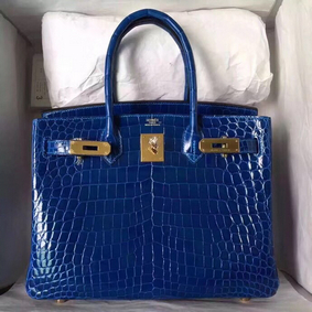 Imitation Hermes Birkin 30 Bag In Blue Electric Crocodile Niloticus Skin HMS7W127ZP8