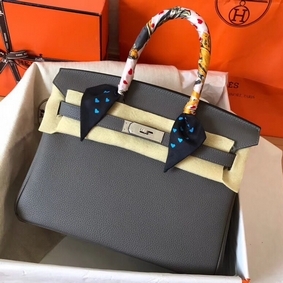Fake Hermes Birkin 30 Handmade Bag In Ardoise Clemence Leather HMS9794KY6T
