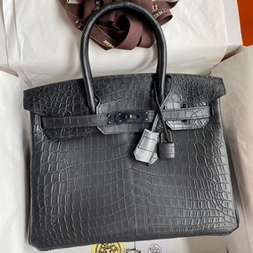 AAA Hermes Birkin 30 Handmade Bag In Black Crocodile Niloticus Matte Skin HMS905MT64T