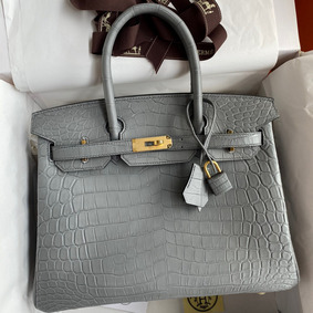 Top Replica Hermes Birkin 30 Handmade Bag In Etain Crocodile Niloticus Matte Skin HMSOKL1A108