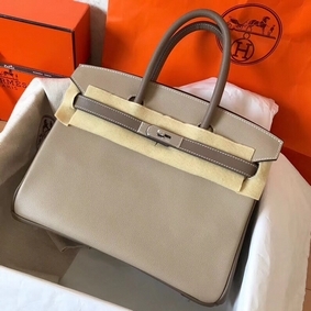 Hermes Birkin 30 Handmade Bicolor Bag In Grey Epsom Leather Top Replica HMSPG4P63MO