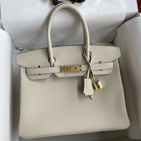 Hermes Birkin 30 Retourne Handmade Bag In Craie Clemence Leather Replica HMSF0RY916C