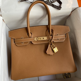 Copy Hermes Birkin 30 Retourne Handmade Bag In Gold Epsom Calfskin HMSSXV6444F
