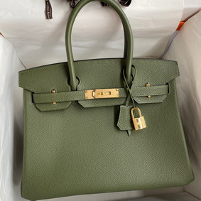 Knockoff Hermes Birkin 30 Retourne Handmade Bag In Green Clemence Leather HMS9Z8JZ21F