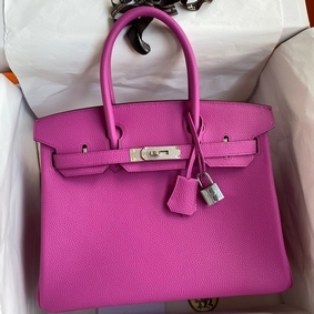 Hermes Birkin 30 Retourne Handmade Bag In Magnolia Clemence Leather Replica HMSVZ31NWMS