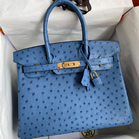 Hermes Birkin 30 Retourne Handmade Bag In Mykonos Ostrich Leather Top Replica HMS97MFE6HN