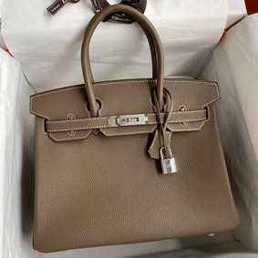 Hermes Birkin 30 Retourne Handmade Bag In Taupe Clemence Leather HMSOY5OB27Z