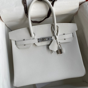 Hermes Birkin 30 Retourne Handmade Bag In White Epsom Calfskin Replica HMSGPB6200K