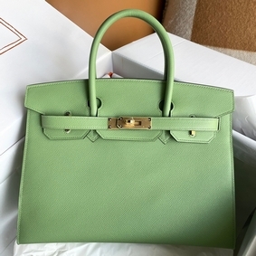 First-class Quality Hermes Birkin 30 Sellier Handmade Bag In Vert Criquet Epsom Calfskin HMSV1YDMGW6