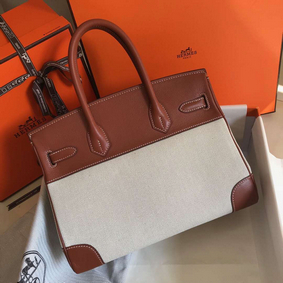 Hermes Birkin 30cm Bag In Toile H Canvas With Barenia Leather 1:1 Replica HMSUNTN1E4D