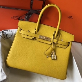 Hermes Birkin 30cm Bag In Yellow Clemence Leather GHW Replica HMSWWND0FNX