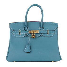 Hermes Birkin 30CM Tote Bag Blue Original Leather H30 Gold 1:1 Replica HMSR130G08M