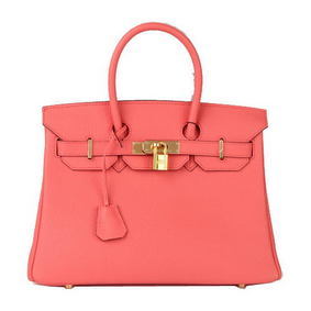 Hermes Birkin 30CM Tote Bag Light Red Original Leather H30 Gold Replica HMS048JWQG0