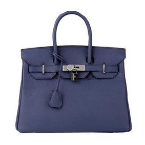 Hermes Birkin 30CM Tote Bag RoyalBlue Original Leather H30 Silver Replica HMSTGTPHIXV