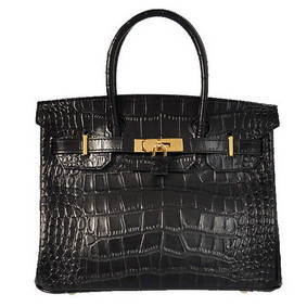 Hermes Birkin 30CM Tote Bags Black Crocodile Leather Gold HMS306SW804