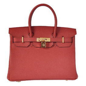 Imitation Hermes Birkin 30CM Tote Bags Bordeaux Smooth Leather Gold HMSV34R0IK2