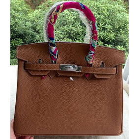 Fake Hermes Birkin 30CM Tote Bags Brown Calfskin Leather BK30 Silver HMS9NXG565W