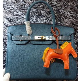 Hermes Birkin 30CM Tote Bags Litchi Leather H30LI Blue Replica HMSA4MH7110