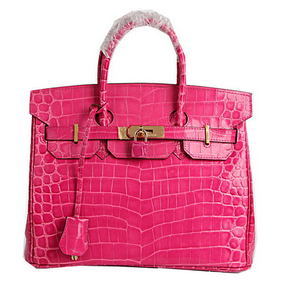 Fake Hermes Birkin 30CM Tote Bags Peach Croco Leather Gold HMSO040C3QF