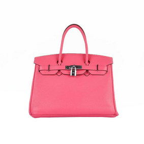 Fake Hermes Birkin 30CM Tote Bags Pink Clemence Leather Silver HMS0LFU2NYZ