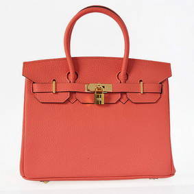 Imitation Hermes Birkin 30CM Tote Bags Pompadour Grain Leather Gold HMS8UC4D8Z9