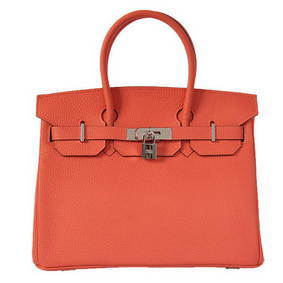Hermes Birkin 30CM Tote Bags Pompadour Grain Leather Silver 1:1 Replica HMS09O9AT2N