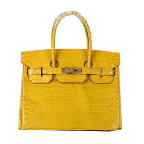 First-class Quality Hermes Birkin 30CM Tote Bags Yellow Iridescent Croco Leather Gold HMS79AC2N0H