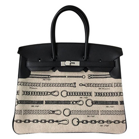 Hermes Birkin 35 Handbags Bag In De Camp Dechainee Toile Replica HMS4U0E7519