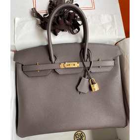 Hermes Birkin 35 Retourne Handmade Bag In Etain Epsom Calfskin Top Replica HMS7PKJ95KG