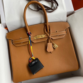 Hermes Birkin 35 Retourne Handmade Bag In Gold Epsom Calfskin Top Replica HMSBX8871CI