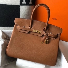 Hermes Birkin 35cm Bag In Gold Clemence Leather GHW 1:1 Replica HMSZYFRFSBR