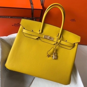 First-class Quality Hermes Birkin 35cm Bag In Yellow Clemence Leather GHW HMSJVHN1XY1