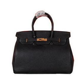 Hermes Birkin 35CM Tote Bag Black Original Grainy Leather H35 Gold HMSE4KK519Z