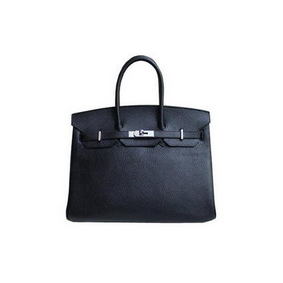 Hermes Birkin 35CM Tote Bag Black&Rose Clemence Leather H35 Silver Replica HMSHNHM9Y94