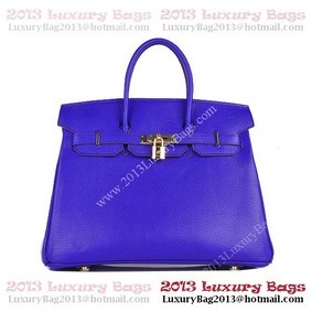 Best Quality Hermes Birkin 35CM Tote Bag Blue Clemence Leather H6089 Gold HMSQ86OR0IP