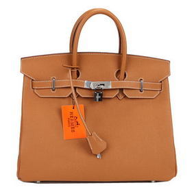 Hermes Birkin 35CM Tote Bag Camel Original Leather H35 Silver Replica HMS9L4R0ZD9