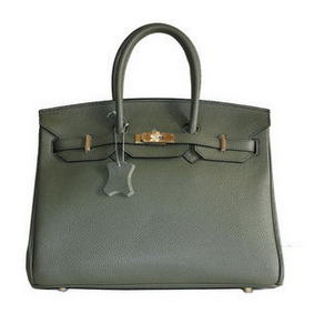 Hermes Birkin 35CM Tote Bag Dark Green Clemence Leather H6089 Gold Replica HMSXA679J1S