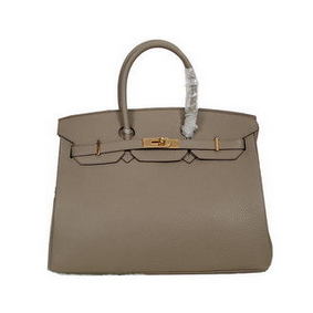 1:1 Replica Hermes Birkin 35CM Tote Bag Gray Clemence Leather H35 Gold HMSDN887Y15