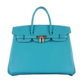 Hermes Birkin 35CM Tote Bag Light BLue Grainy Leather Gold Top Replica HMSV60D9HE4
