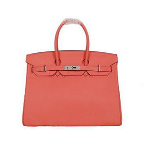 Hermes Birkin 35CM Tote Bag Light Red Clemence Leather H35 Silver HMS119I5M2T
