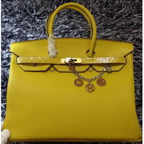 Hermes Birkin 35CM Tote Bag Litchi Leather HB35GL Lemon 1:1 Replica HMSDMMIZ0QJ