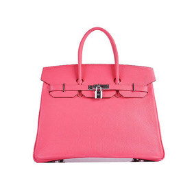 1:1 Replica Hermes Birkin 35CM Tote Bag Pink Grainy Leather H6089 Silver HMS90TN97TL