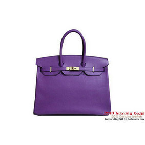 Hermes Birkin 35CM Tote Bag Purple Clemence Leather H6089 Gold HMS6IGOKOW2