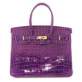 First-class Quality Hermes Birkin 35CM Tote Bag Purple Iridescent Croco Leather Gold HMSE3ST6U75
