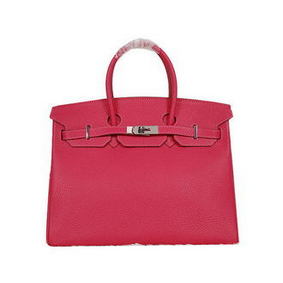 Fake Hermes Birkin 35CM Tote Bag Rose Clemence Leather H35 Silver HMSOZZCD4XL