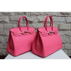 Hermes Birkin 35CM Tote Bag Rose Clemence Leather H6089 Gold/Silver HMS2FXJLNIJ