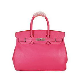Hermes Birkin 35CM Tote Bag Rose Original Grainy Leather H35 Silver HMS89Z968ER
